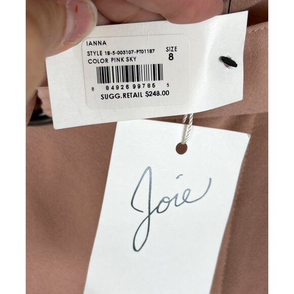 Joie Women’s 8 Pink Ianna High Waist Pleated Ankle Dress Pants with Belt NEW - Picture 5 of 11